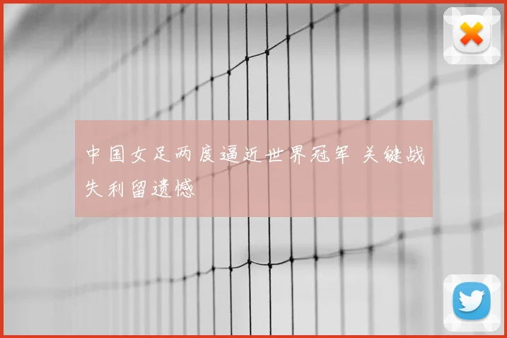 中国女足两度逼近世界冠军 关键战失利留遗憾